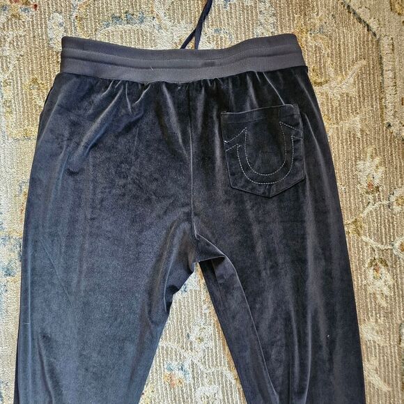 True Religion Black Velvet Sweatpants Sz 2xl With 29" Inseam - Picture 3 of 7